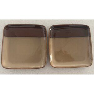 Set of 2 Sango Eclipse Brown 4976 7.75” Square Stoneware Salad Dessert Plates